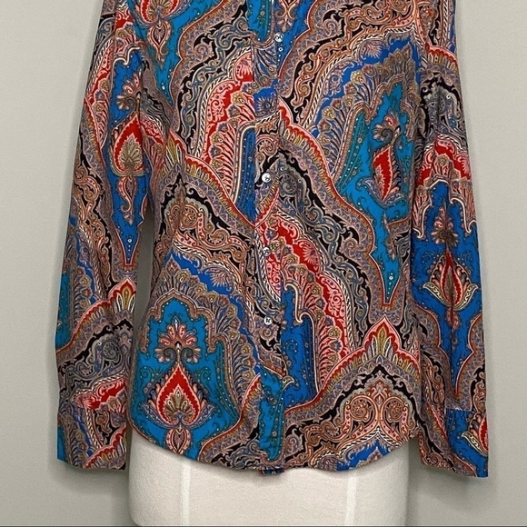 J. Crew Perfect Buttondown Shirt in Ratti Mediterranean Paisley, size 6 - Picture 4 of 12